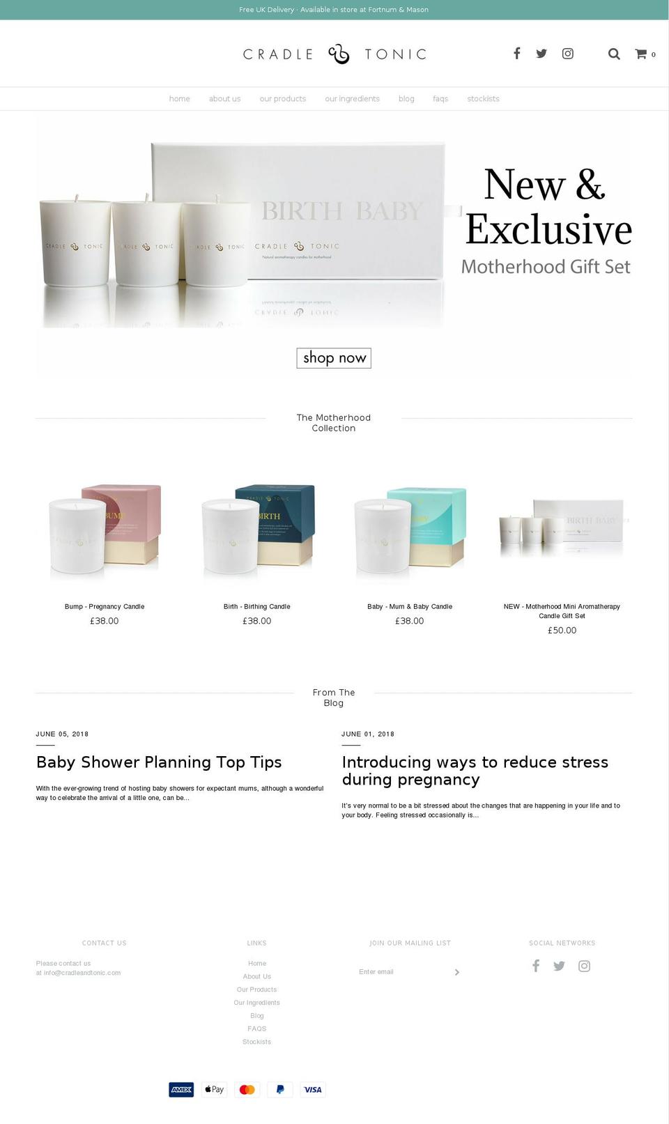 cradleandtonic.com — Shopify storefront screenshot