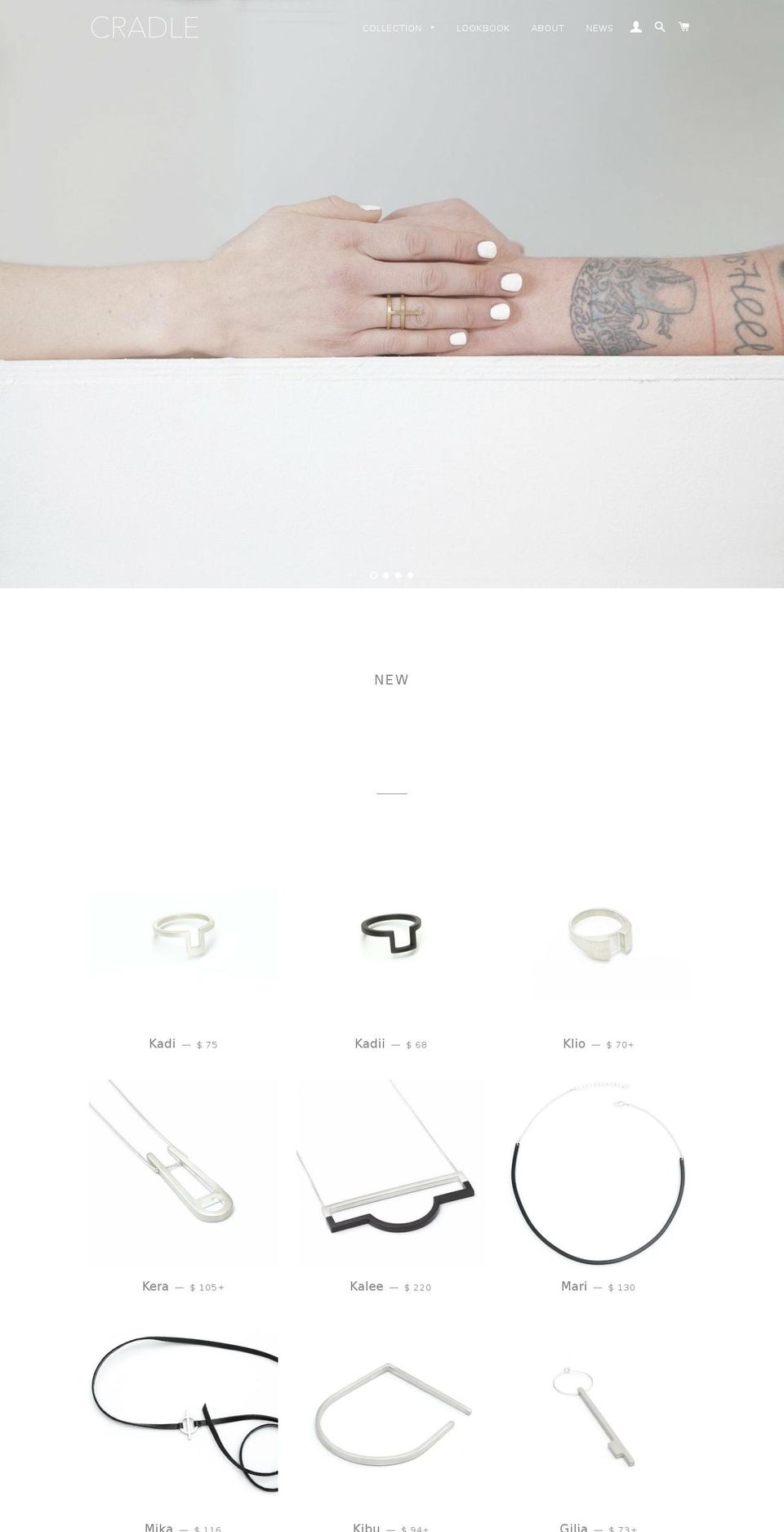 cradlejewelry.com shopify website screenshot