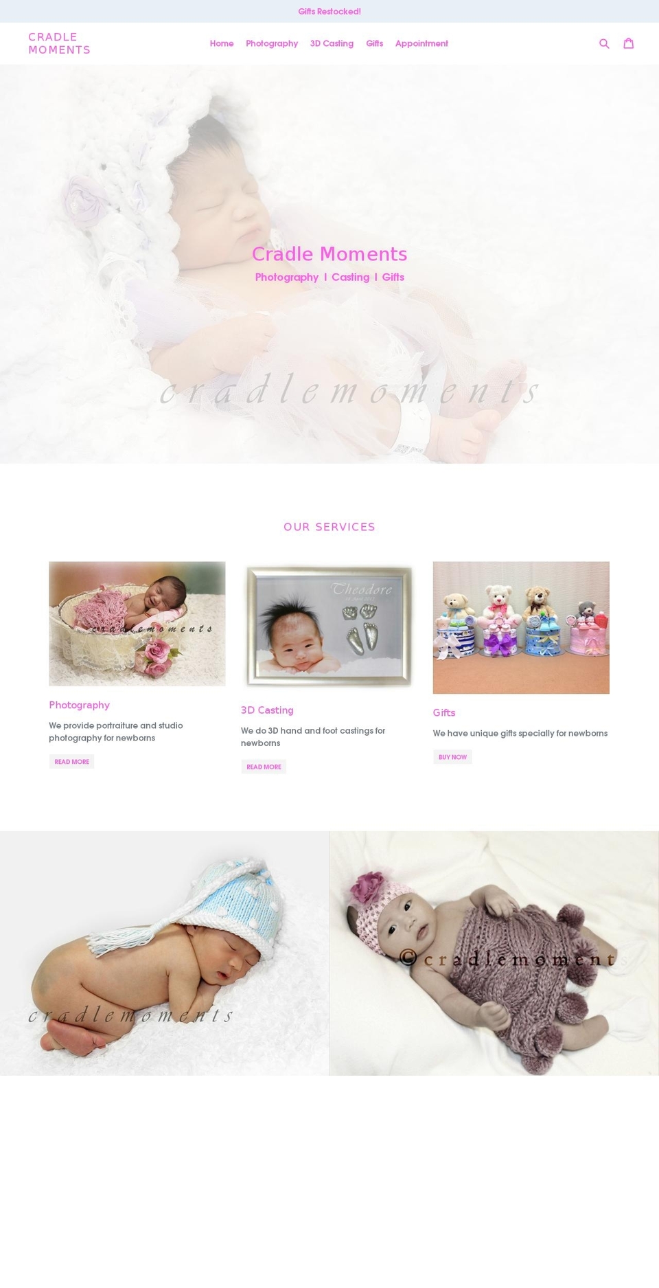cradlemoments.com shopify website screenshot