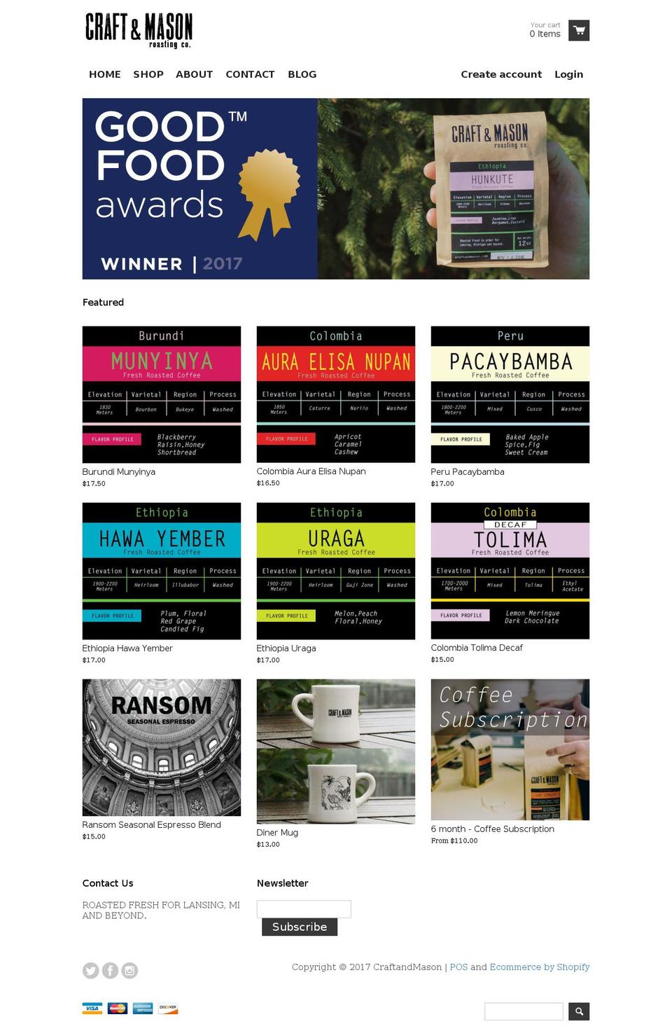 craftandmason.com shopify website screenshot