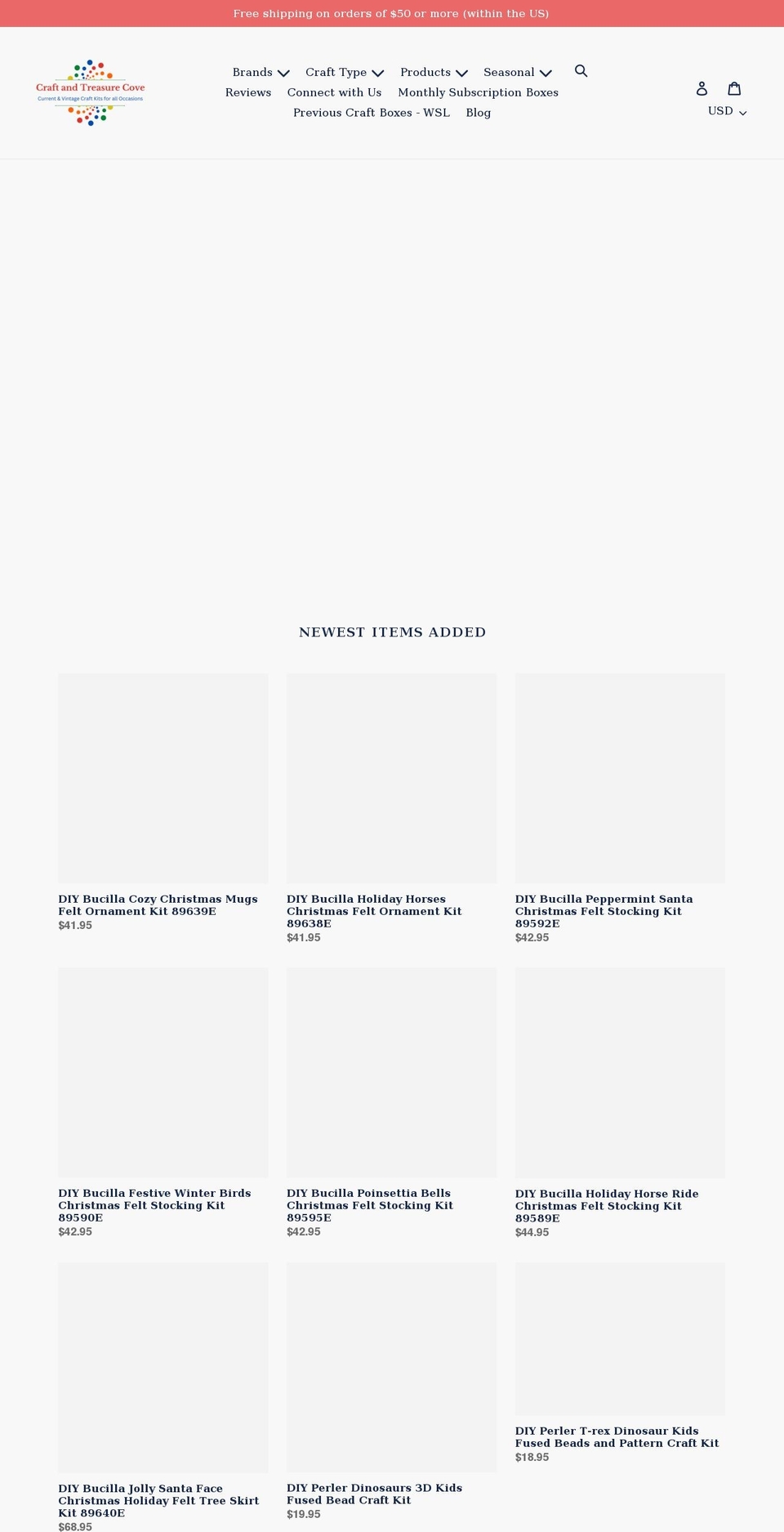 craftandtreasurecove.com shopify website screenshot