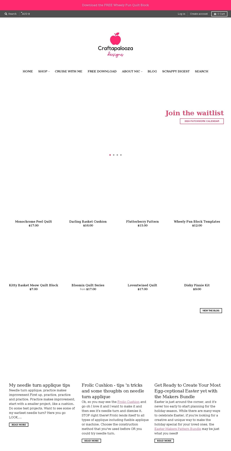 craftapalooza.com shopify website screenshot