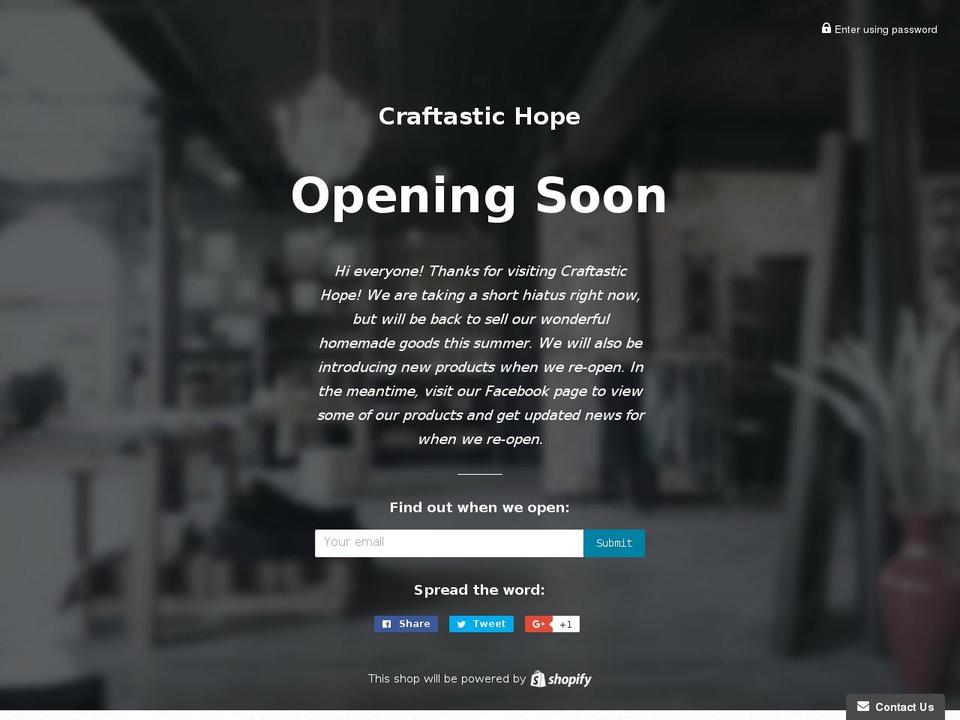 craftastichope.com shopify website screenshot