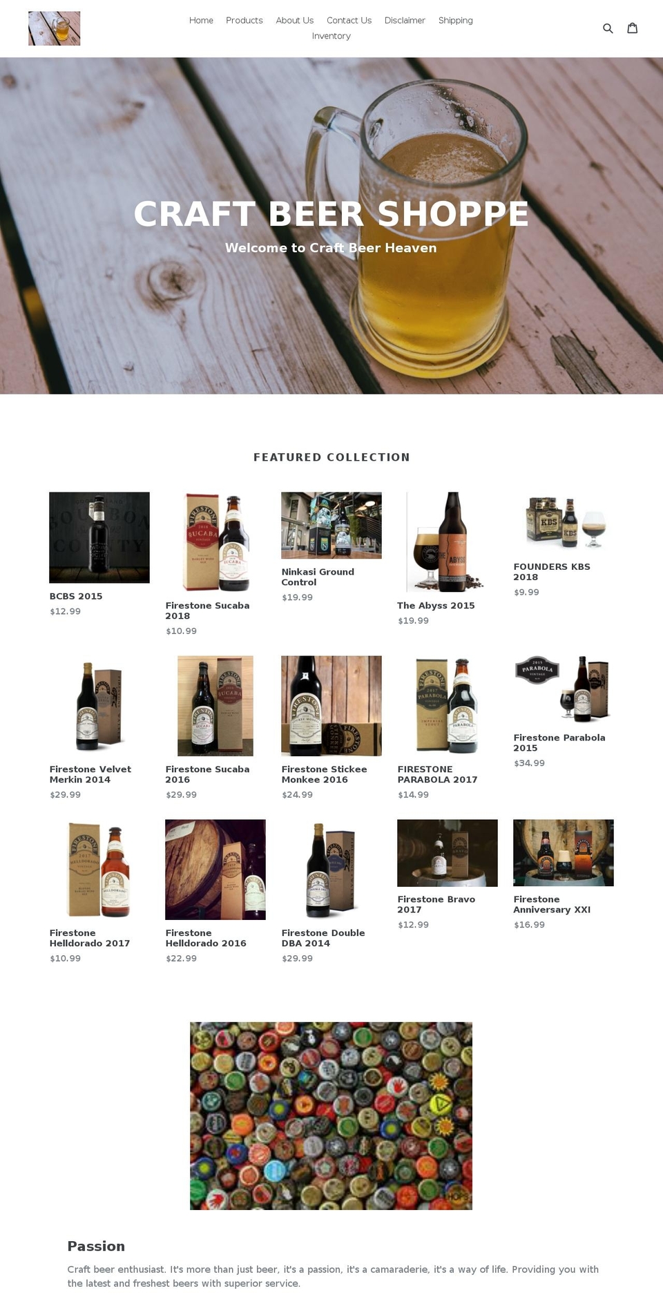 craftbeershoppe.com shopify website screenshot