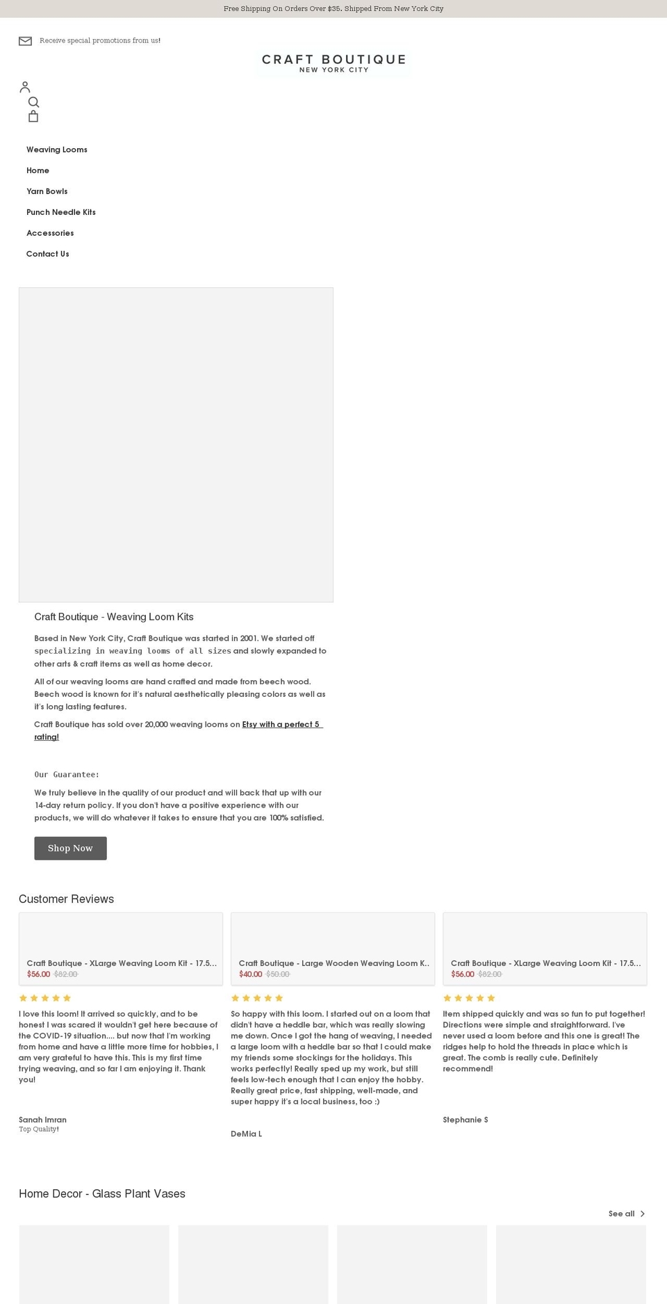 craftboutiqueshop.com shopify website screenshot