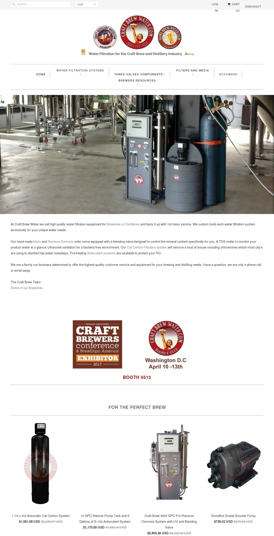 craftbrewwatersystem.com shopify website screenshot