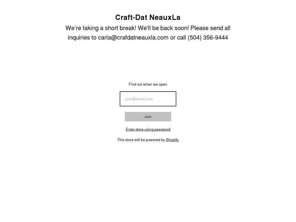 craftdatneauxla.com shopify website screenshot