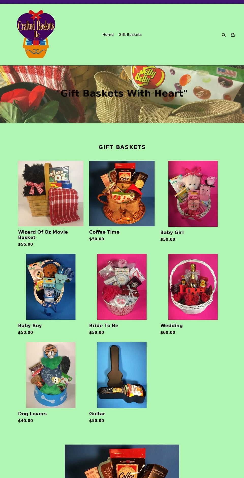 craftedbasketsllc.com — Shopify storefront screenshot