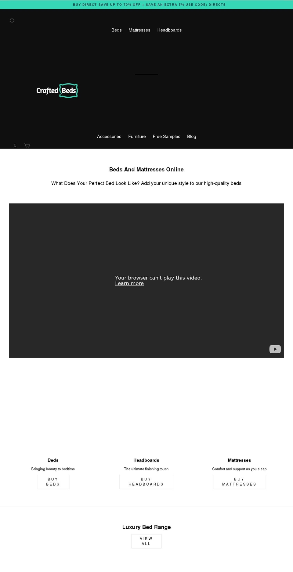 craftedbeds.co.uk shopify website screenshot