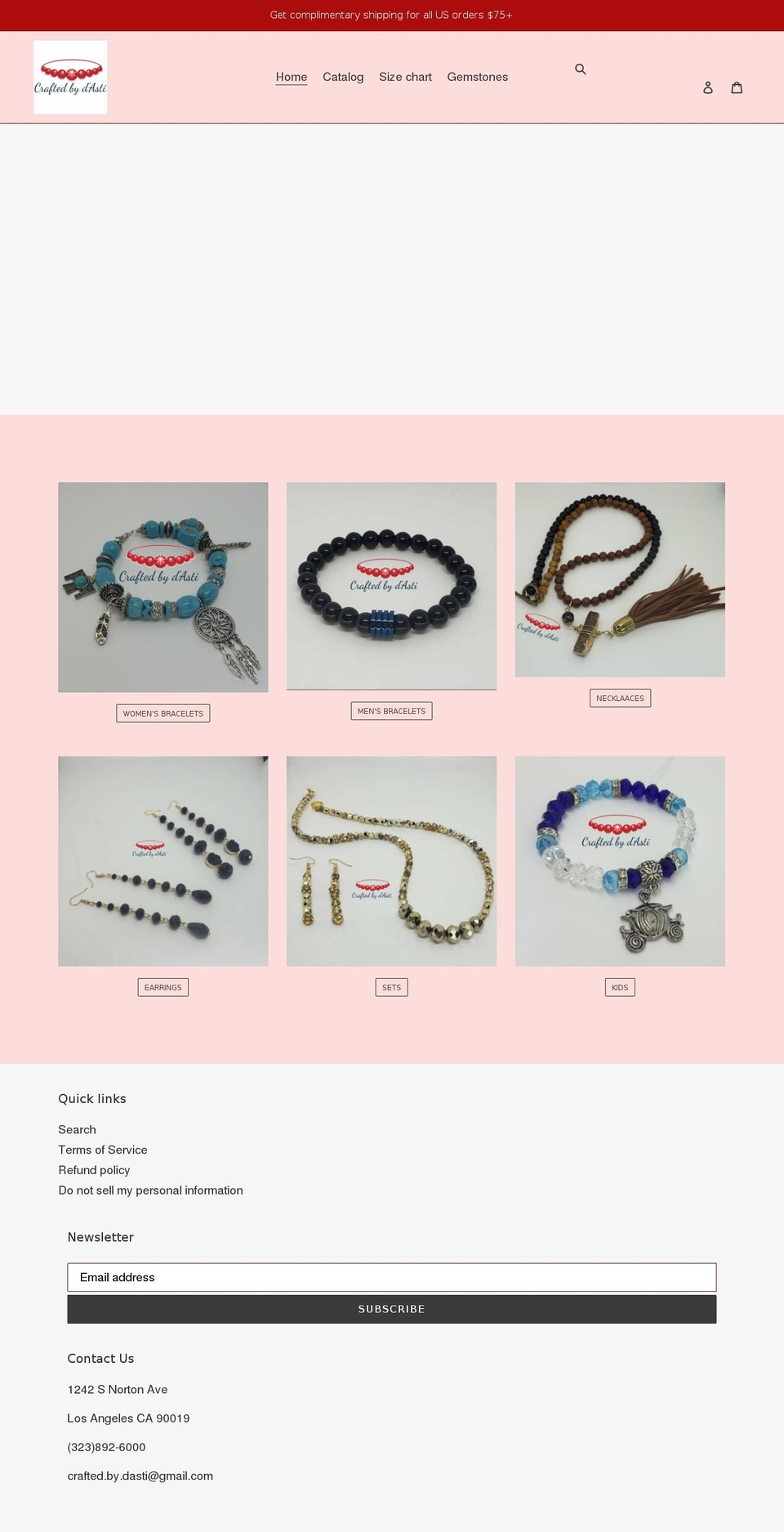craftedbydastijewelry.com shopify website screenshot