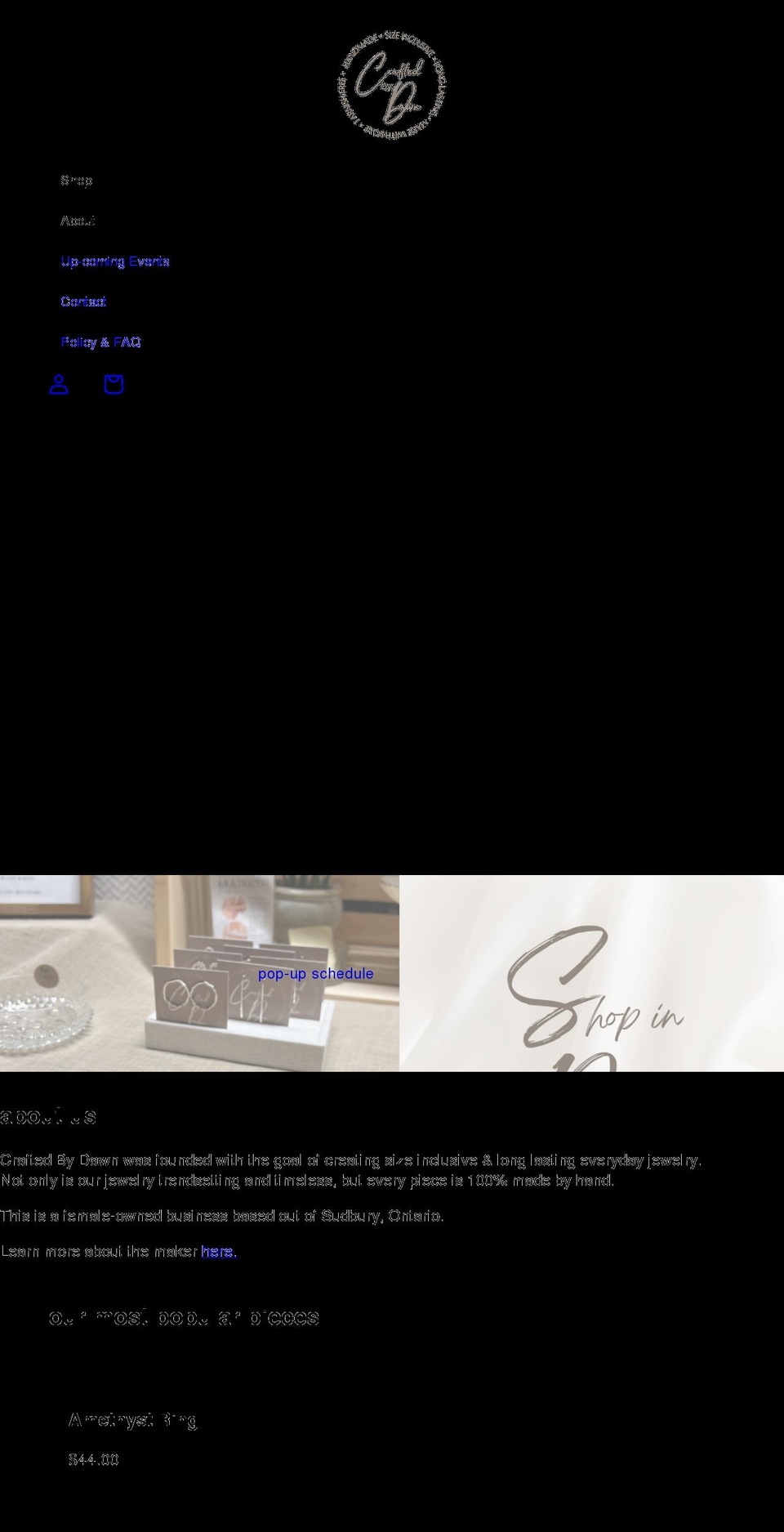 craftedbydawn.com shopify website screenshot