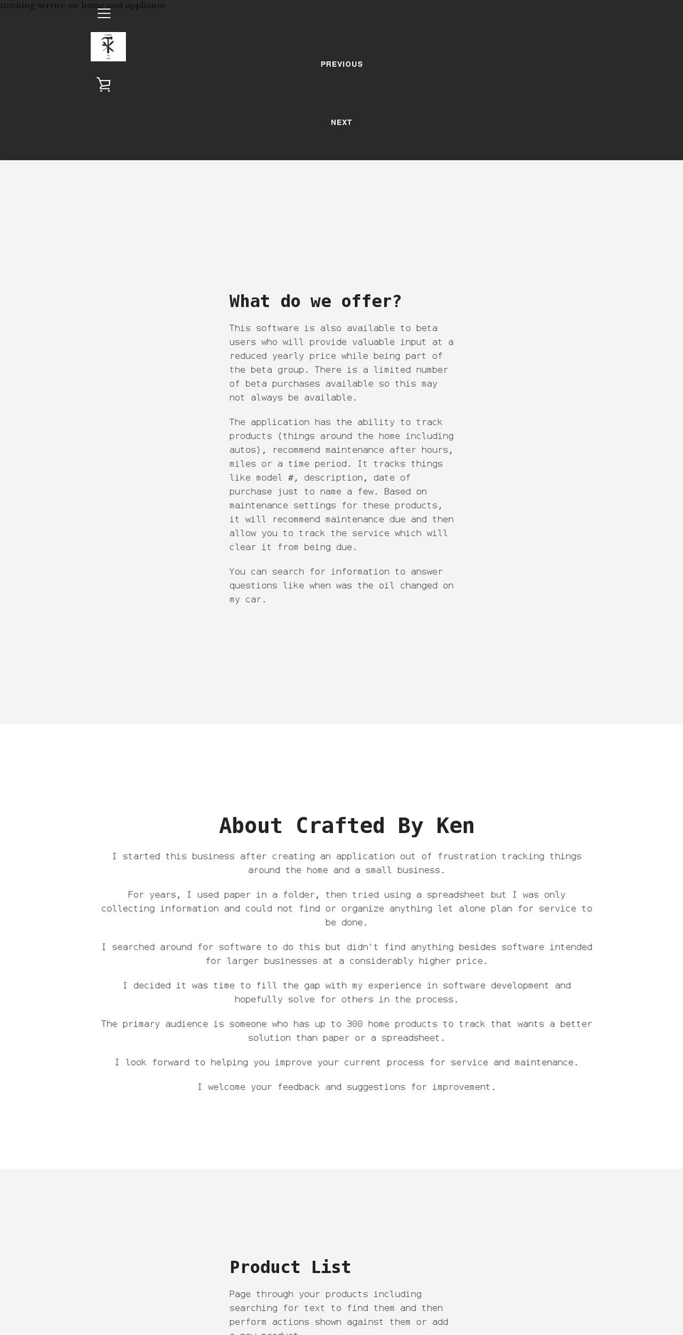 craftedbyken.com shopify website screenshot
