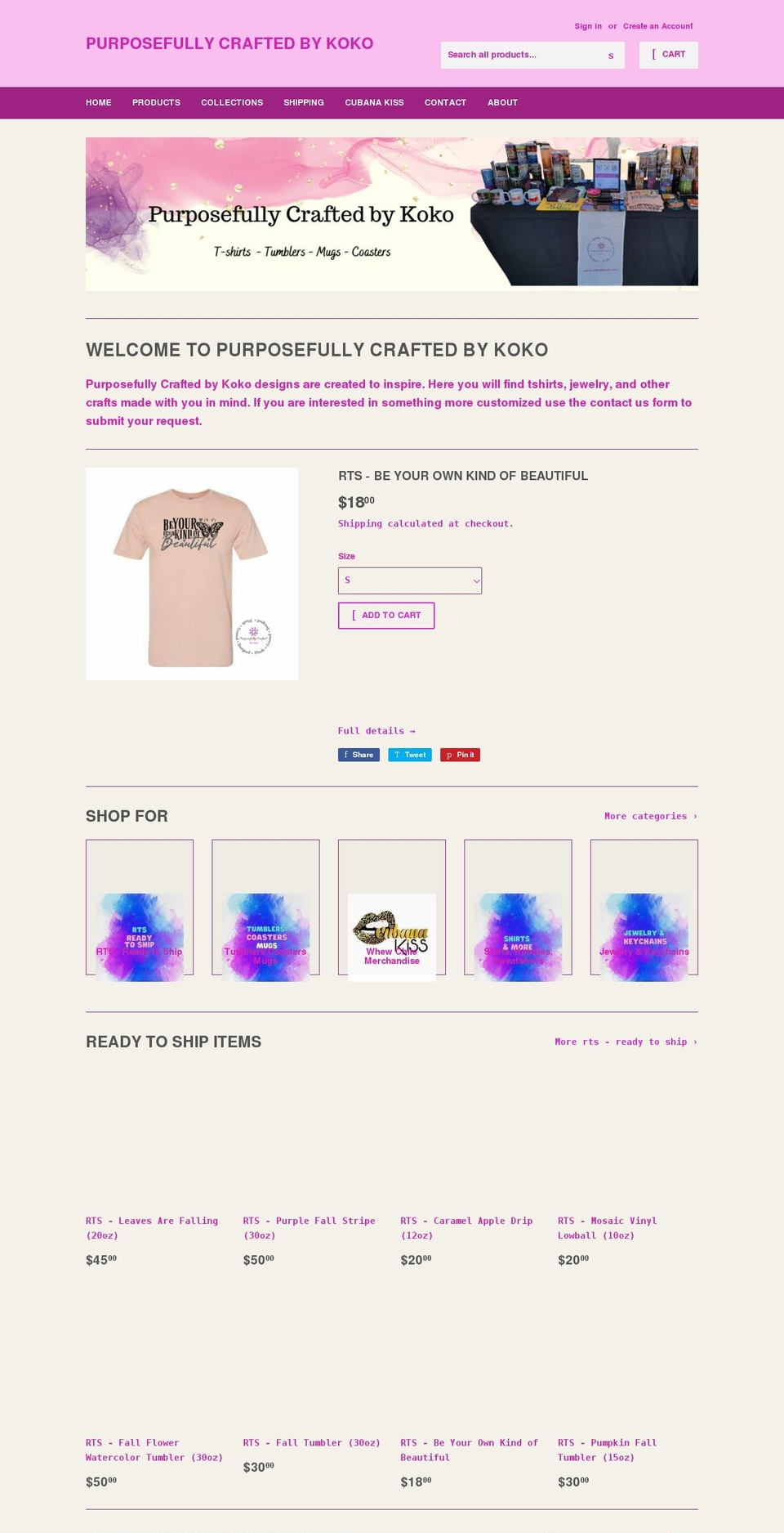 craftedbykoko.com shopify website screenshot