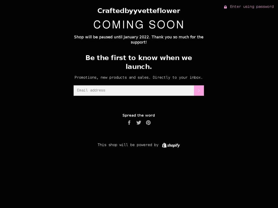 craftedbyyvetteflower.com shopify website screenshot