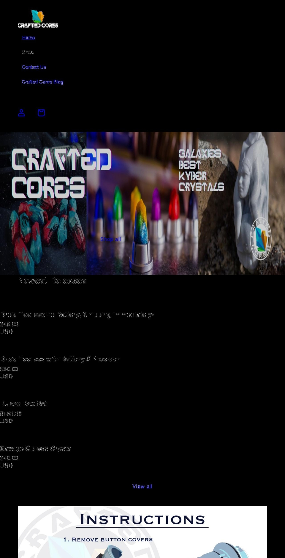 craftedcores.com shopify website screenshot