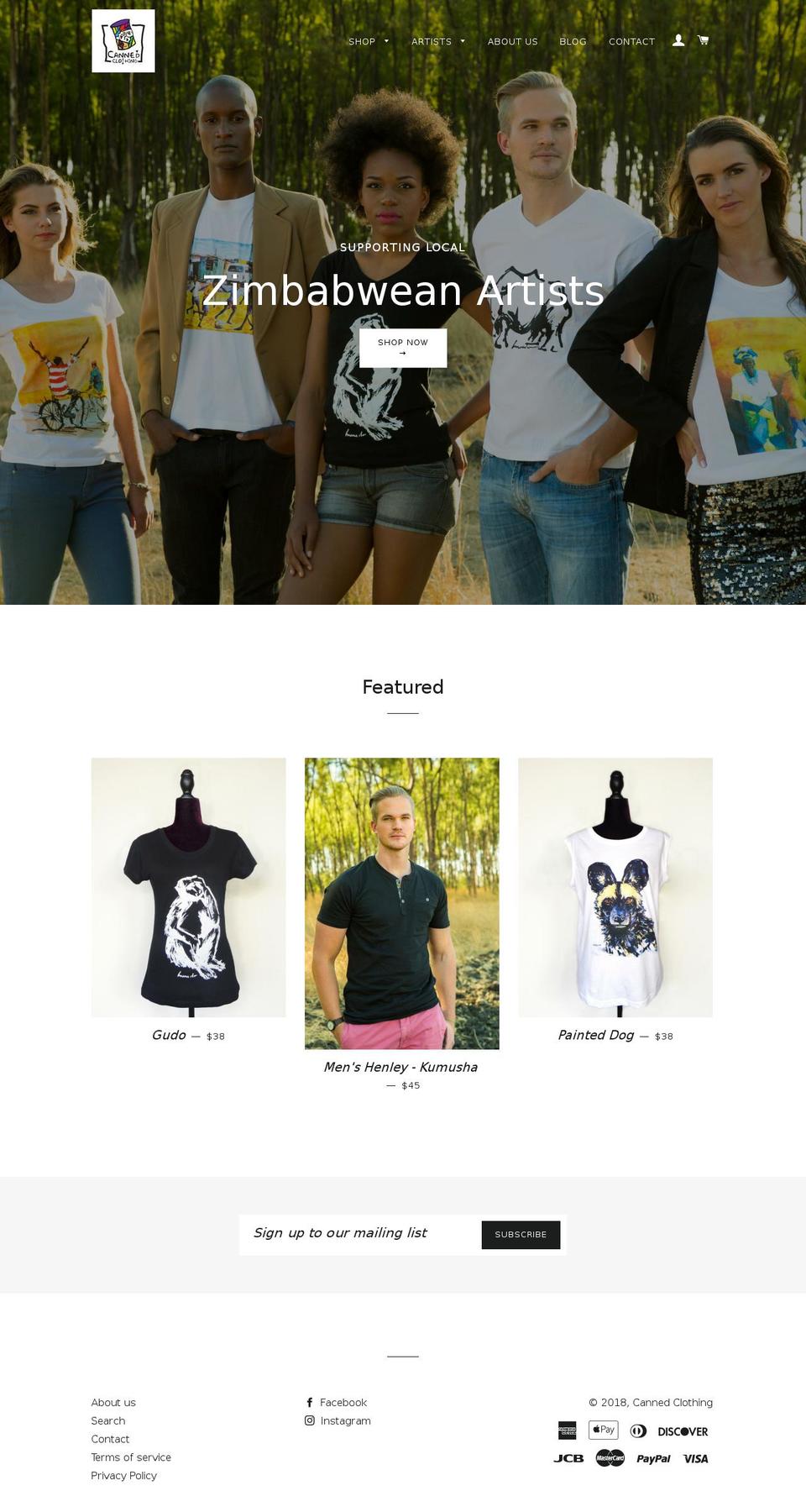craftedinzimbabwe.com — Shopify storefront screenshot