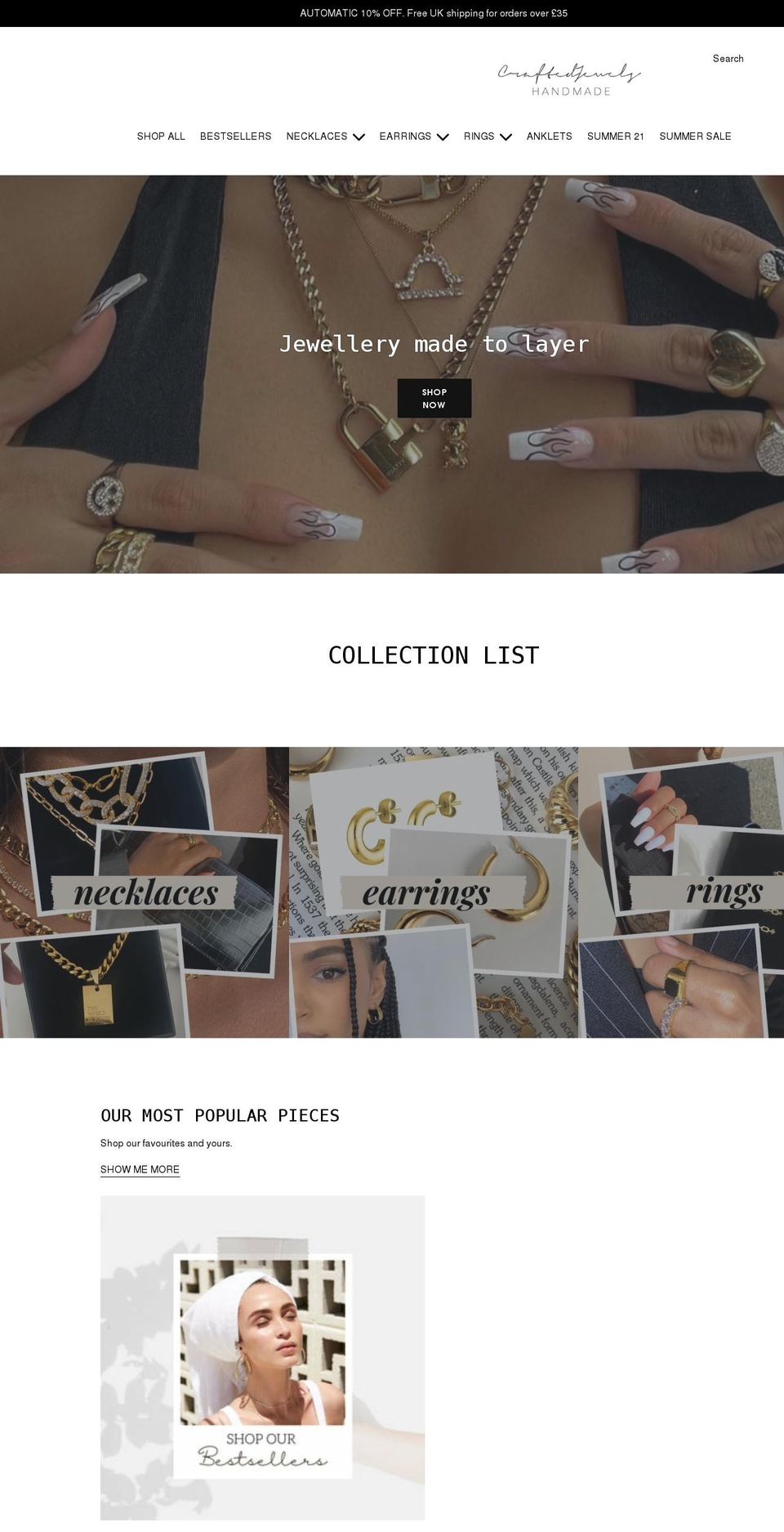 craftedjewels.co.uk shopify website screenshot