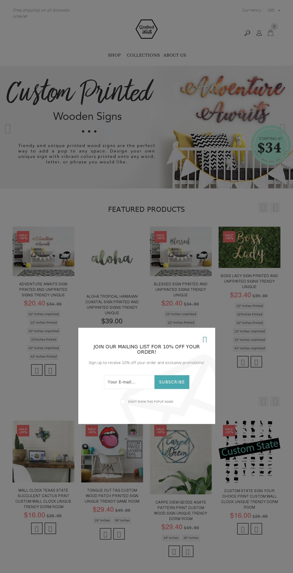 craftedworth.com — Shopify storefront screenshot