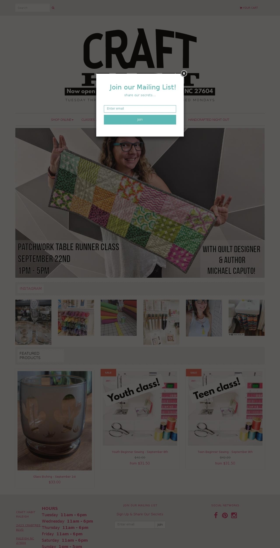 crafthabitraleigh.com — Shopify storefront screenshot