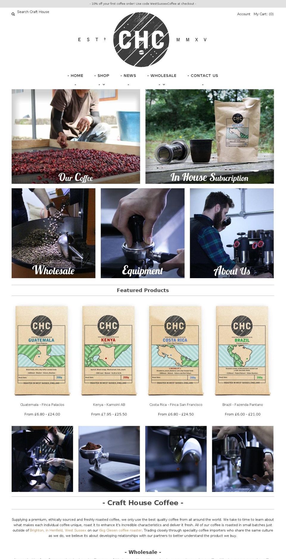 crafthousecoffee.co.uk shopify website screenshot