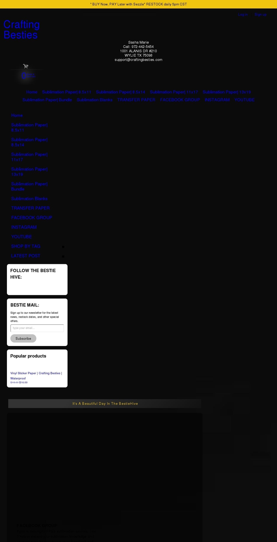 craftingbesties.com shopify website screenshot