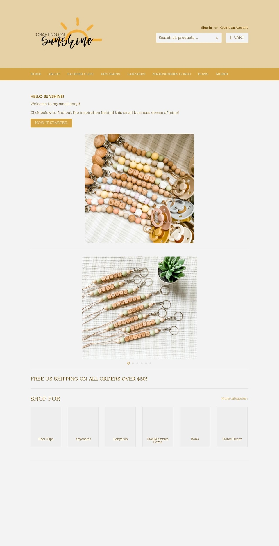 craftingonsunshine.com shopify website screenshot
