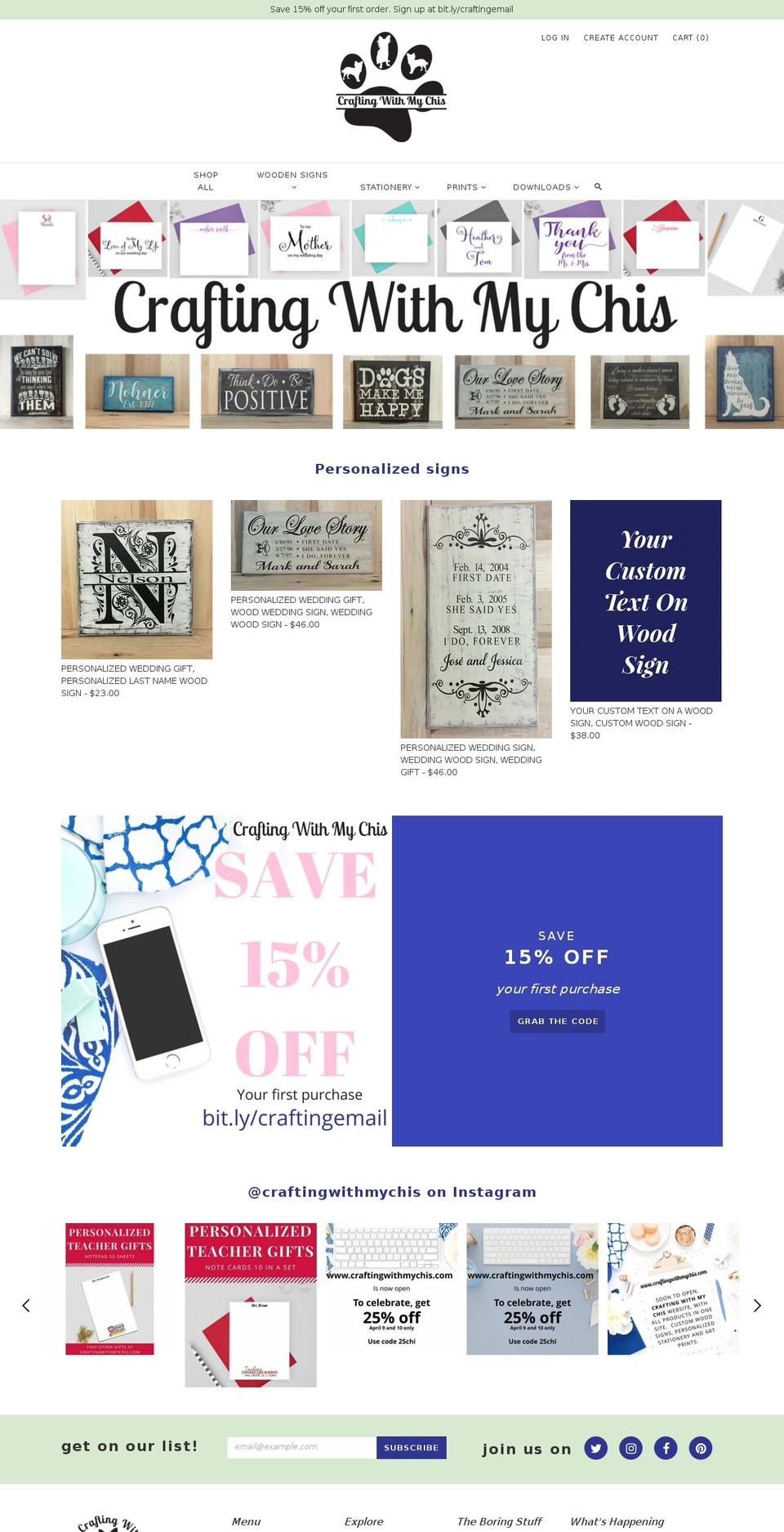 craftingwithmychis.com shopify website screenshot