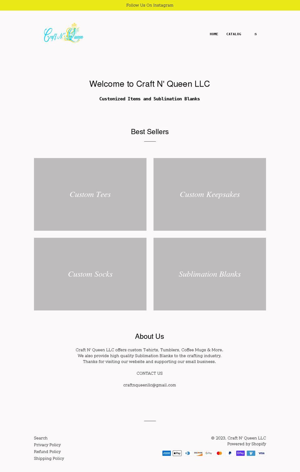 craftnqueen.com shopify website screenshot