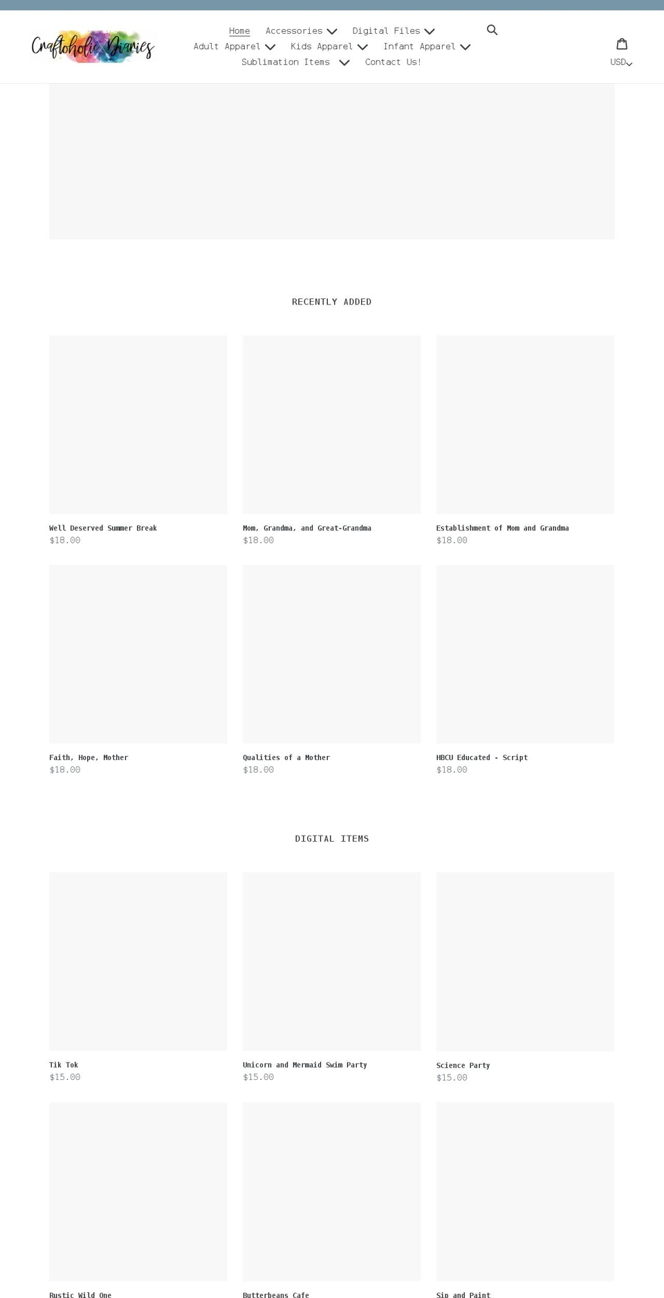 craftoholicdiaries.com shopify website screenshot