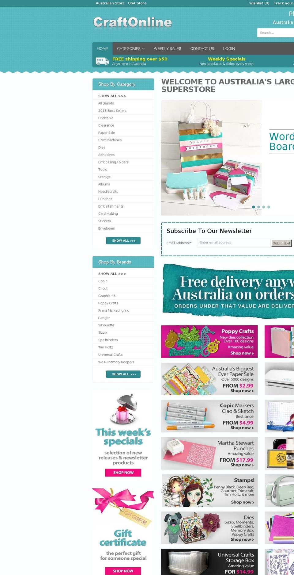 craftonline.net.au shopify website screenshot