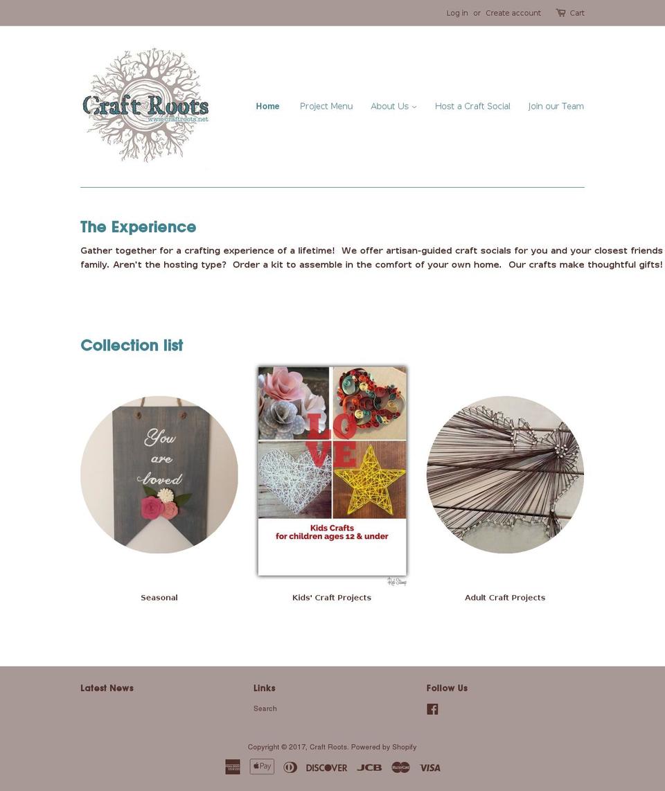 craftroots.net shopify website screenshot