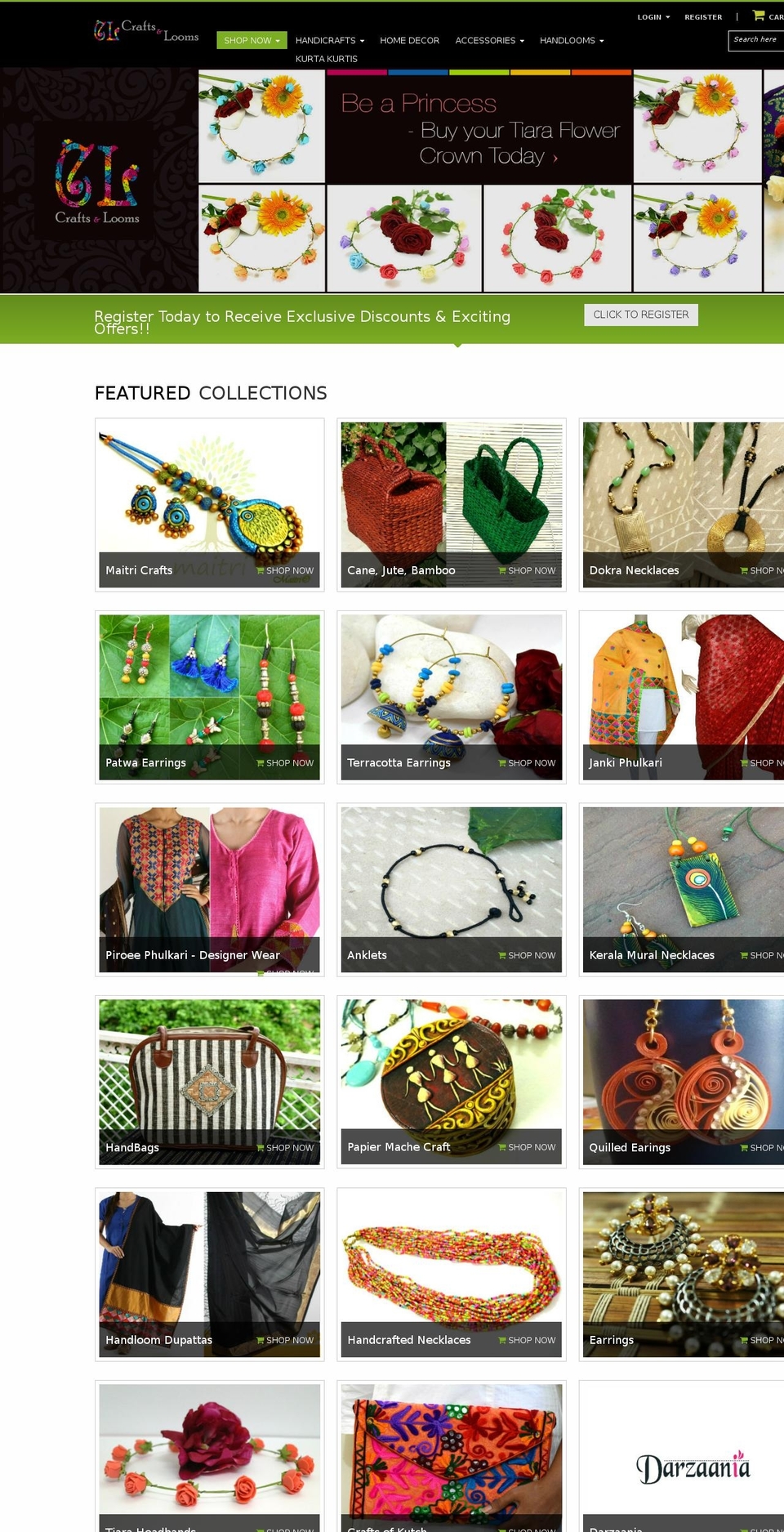 craftsandlooms.com shopify website screenshot