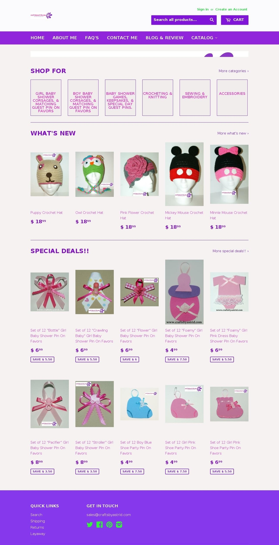 craftsbyastrid.com shopify website screenshot