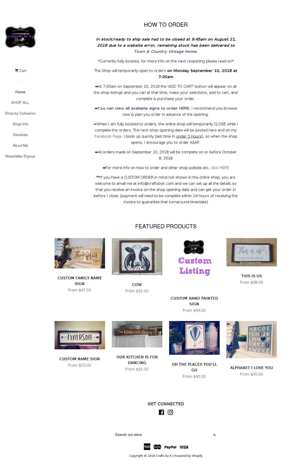 craftsbyk.com shopify website screenshot