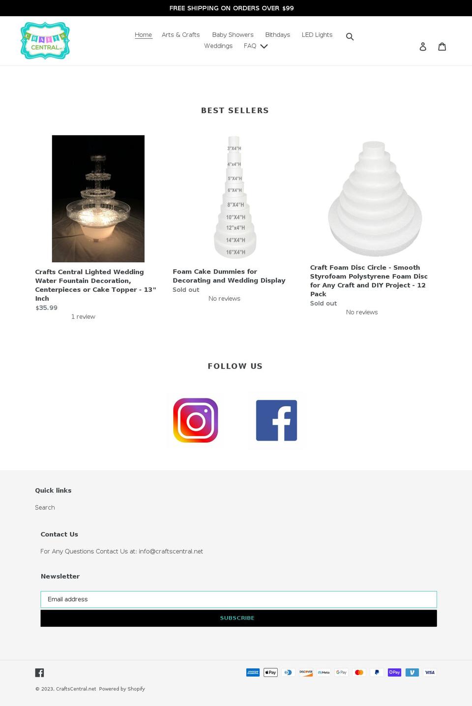 craftscentral.net shopify website screenshot