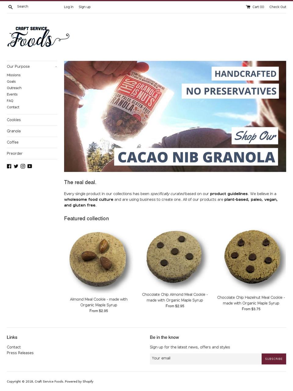 craftservicefoods.com — Shopify storefront screenshot