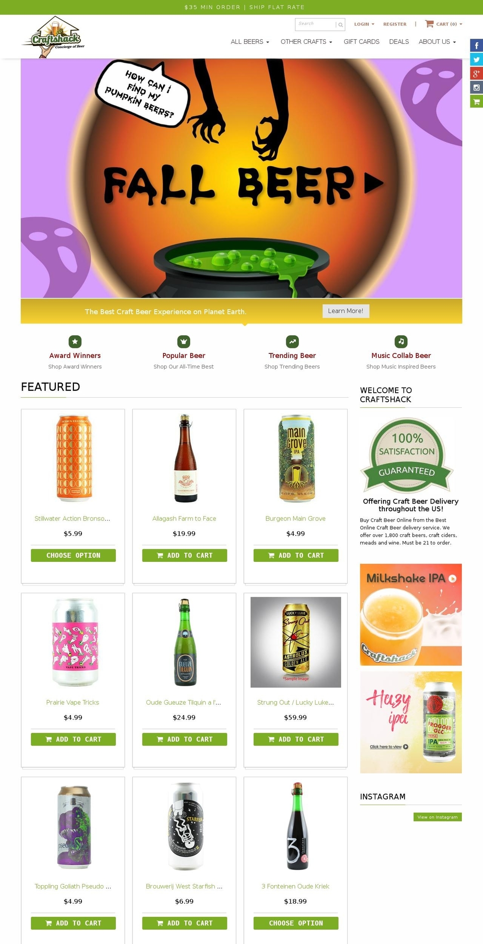 Kumi Shopify theme site example craftshackbeer.com