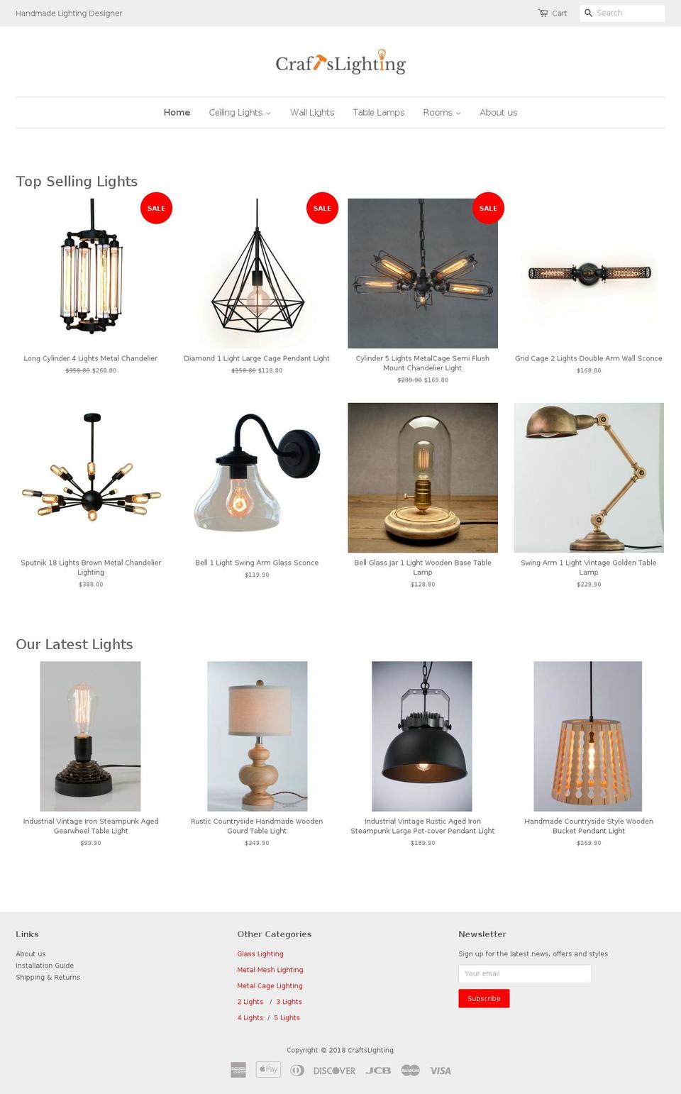 craftslighting.com — Shopify storefront screenshot