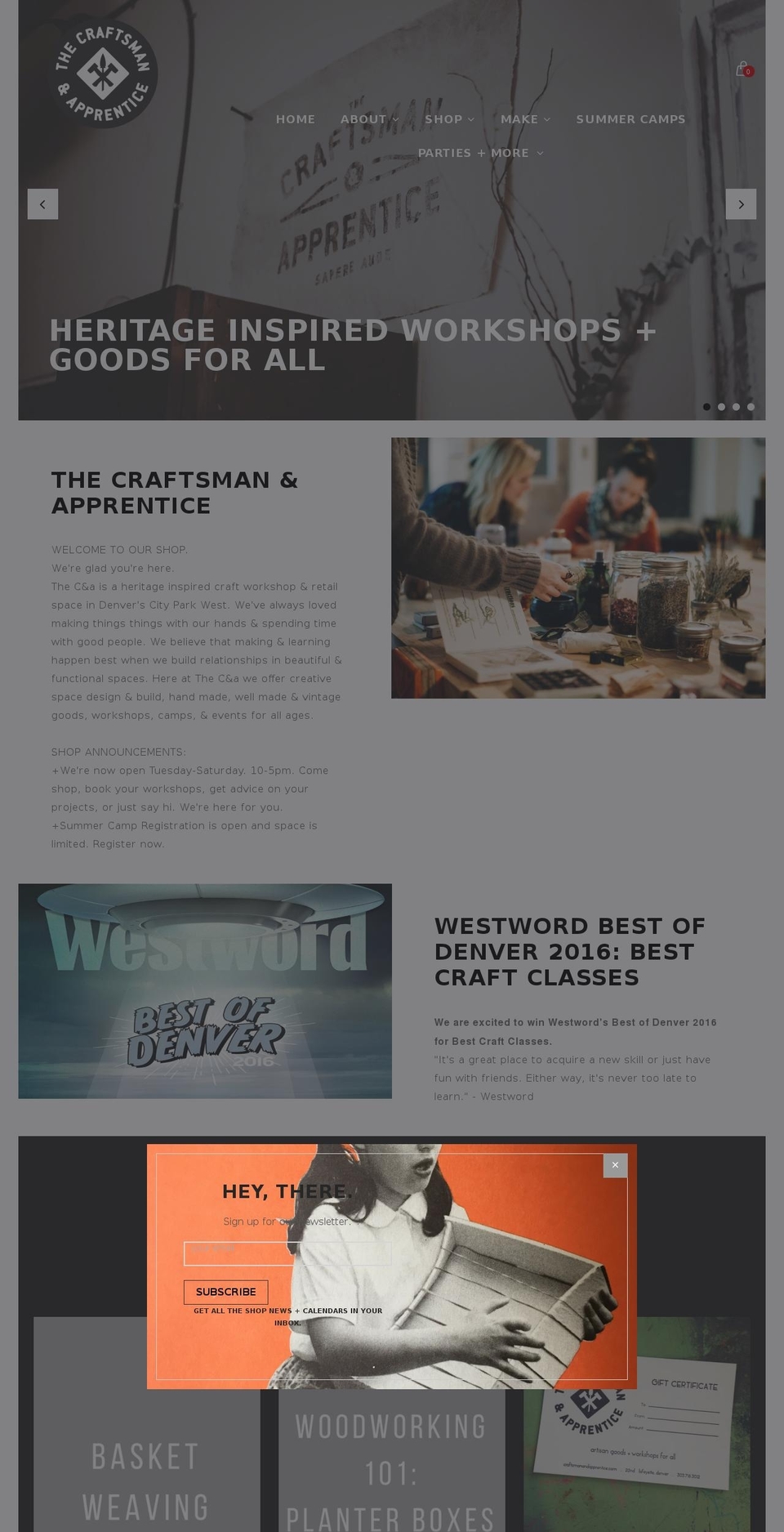 craftsmanandapprentice.com shopify website screenshot