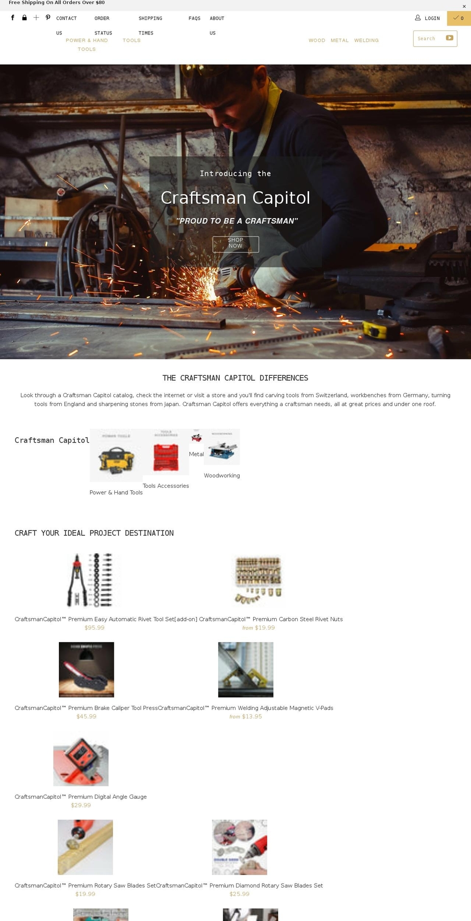 craftsmancapitol.com — Shopify storefront screenshot