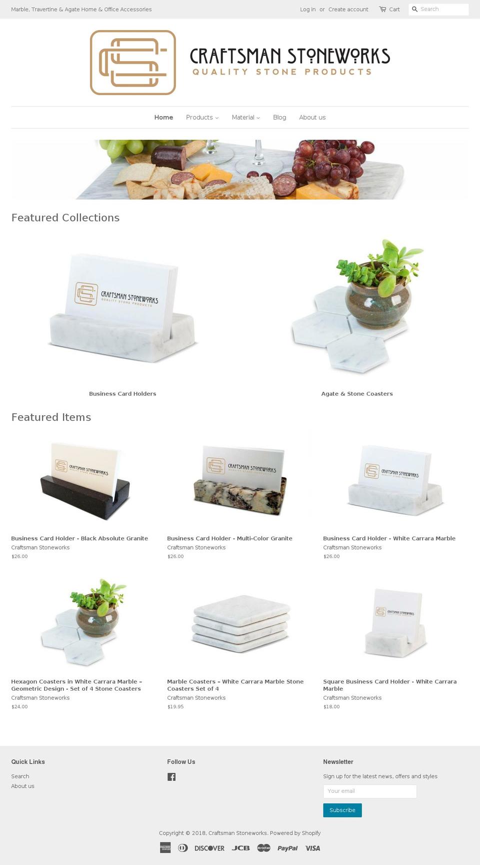 craftsmanstoneworks.com shopify website screenshot