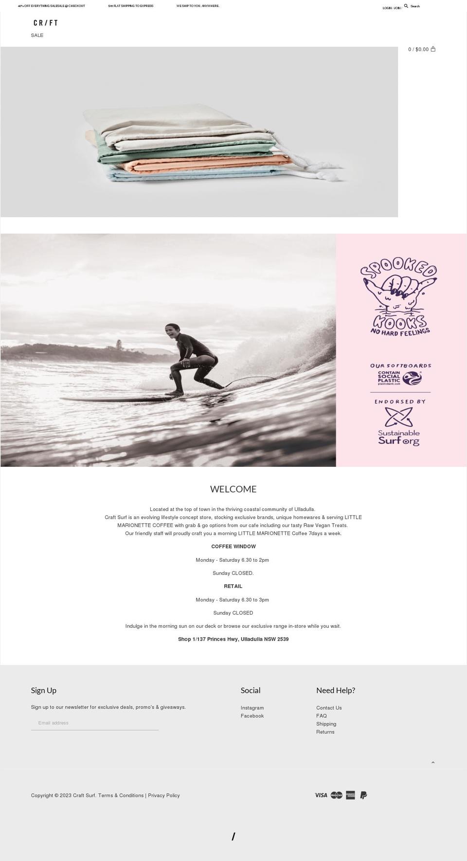 craftsurf.co shopify website screenshot