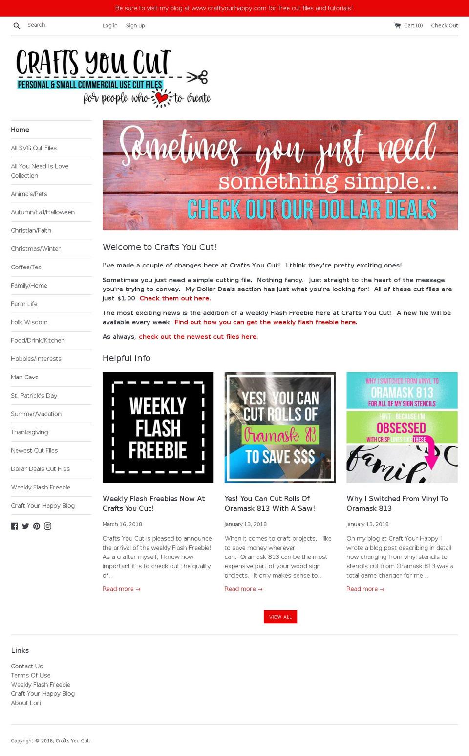 craftsyoucut.com — Shopify storefront screenshot