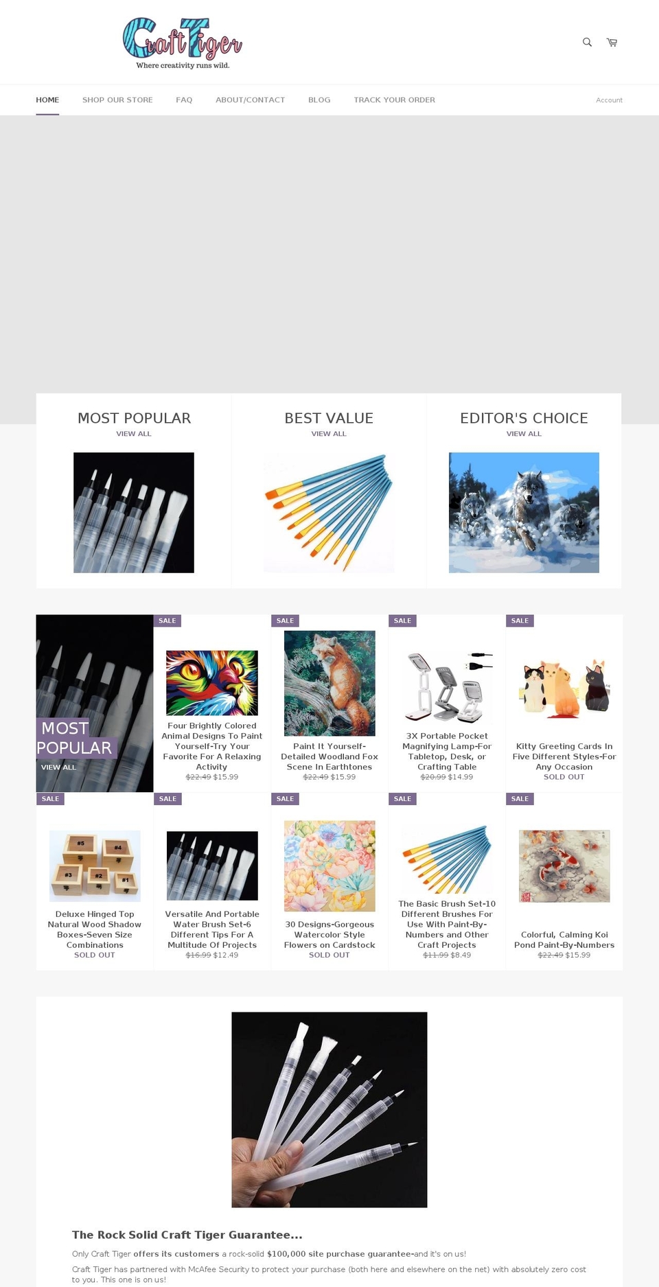 crafttiger.net shopify website screenshot