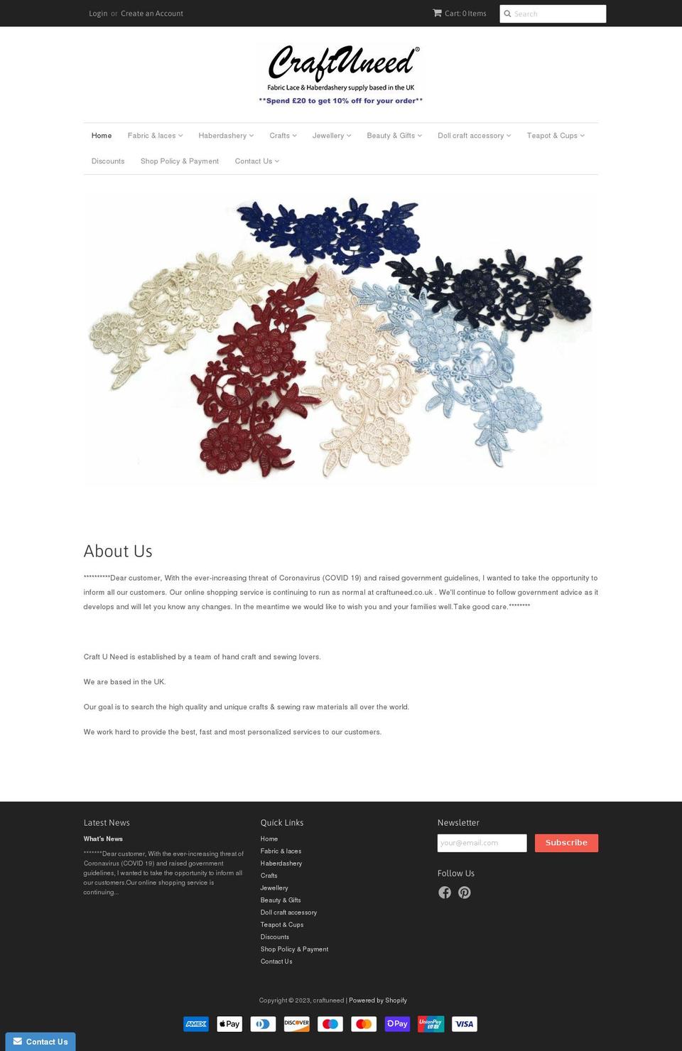 craftuneed.co.uk shopify website screenshot