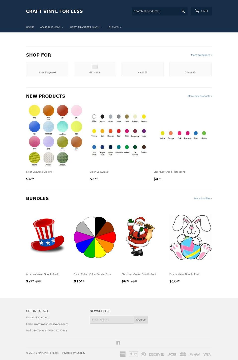 craftvinylforless.com shopify website screenshot