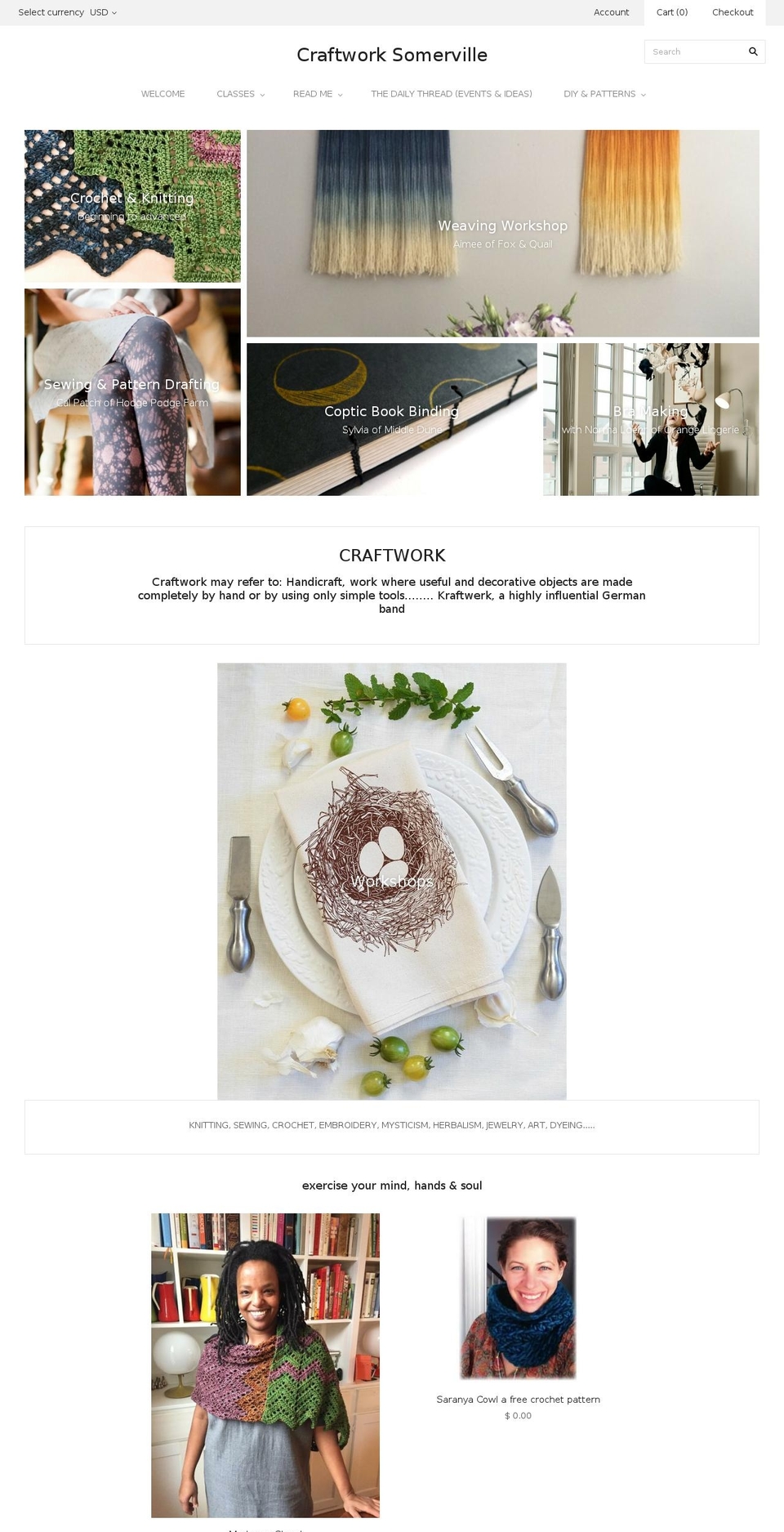 craftworksomerville.com shopify website screenshot