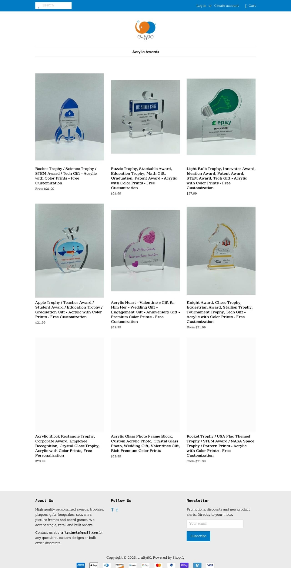 crafty90.com shopify website screenshot