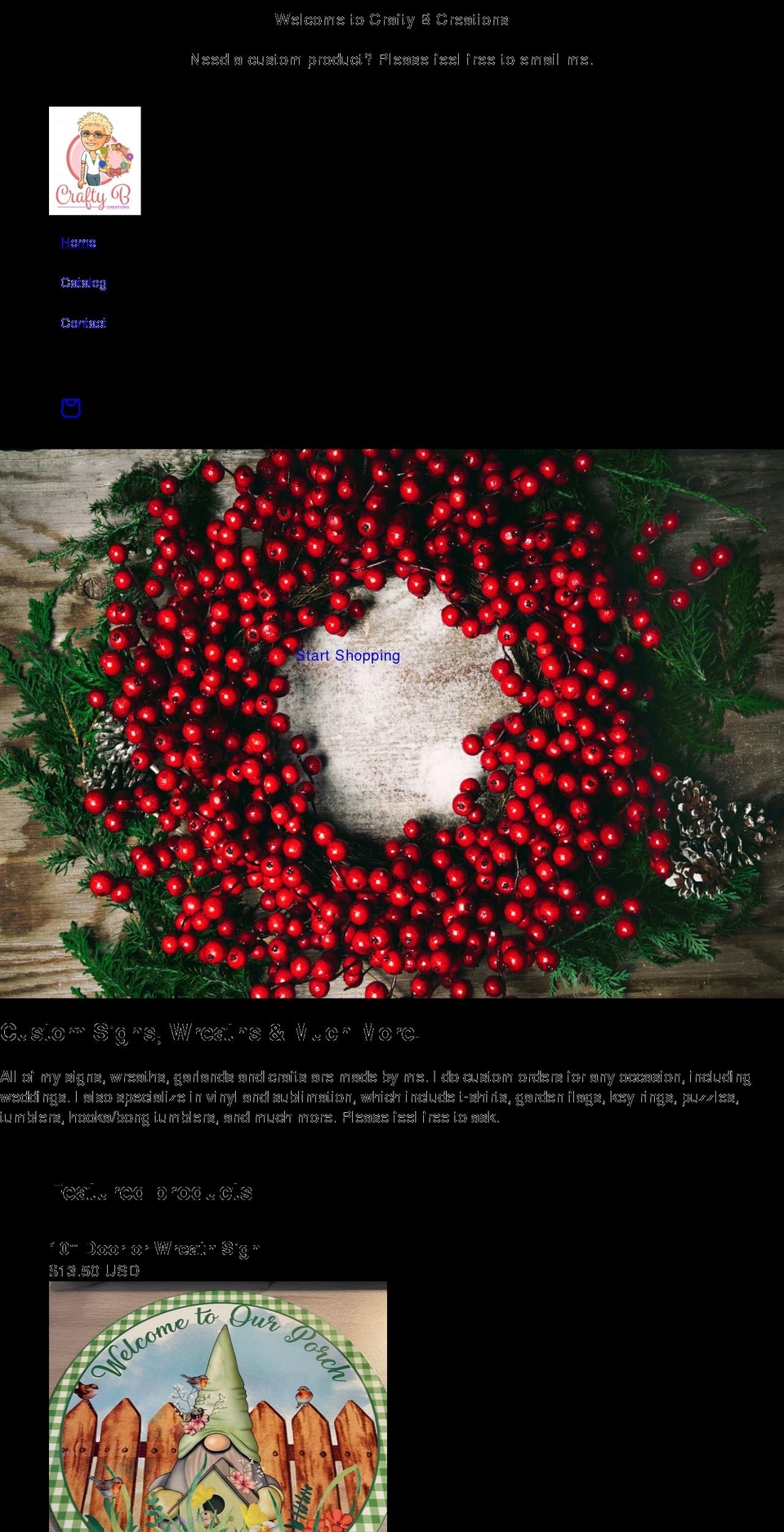 craftybcreations.com shopify website screenshot