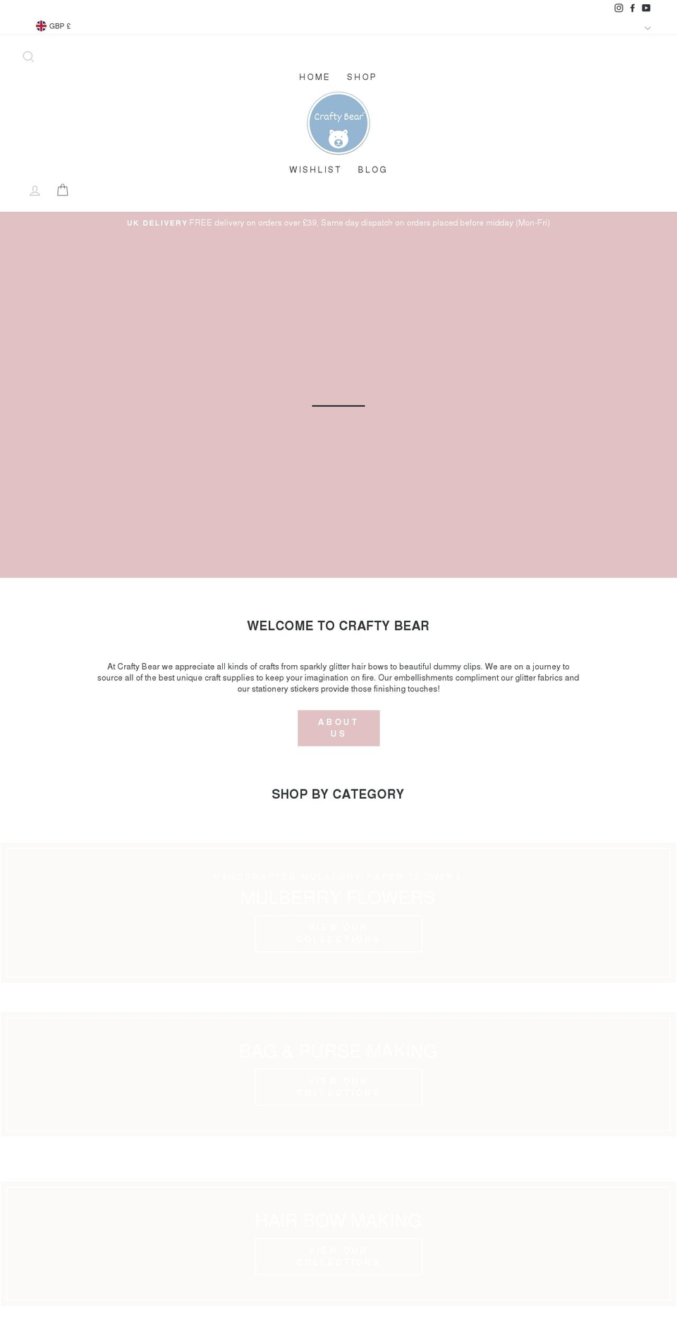 craftybear.co.uk shopify website screenshot